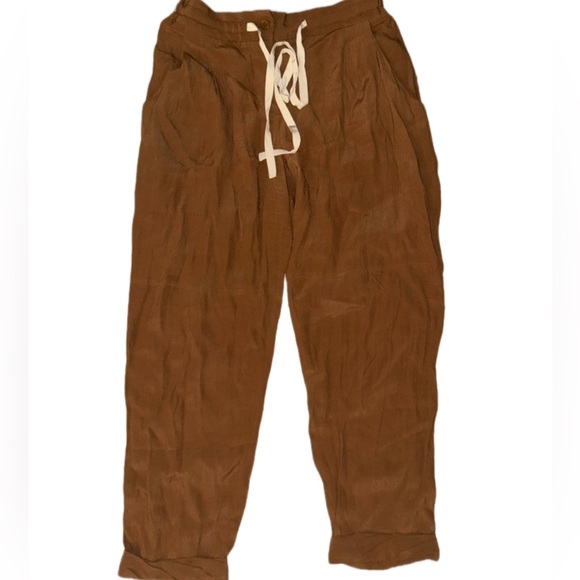 Wilfred Brown Silk jogger Pants - Picture 1 of 3